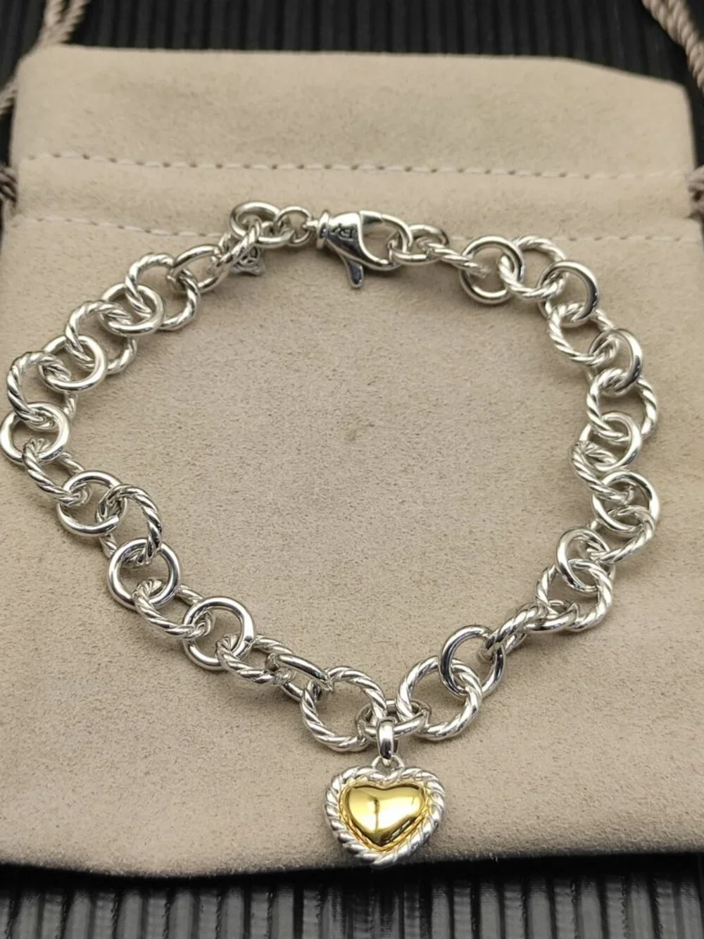 David Yurman Heart-Shaped Button Bracelet